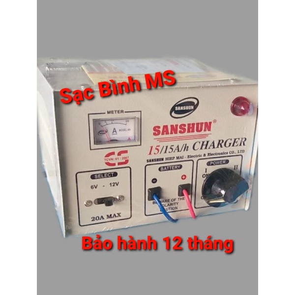 Sạc bình ắc quy 6V-12V 15A dùng cho ắc quy 60Ampe trở xuống