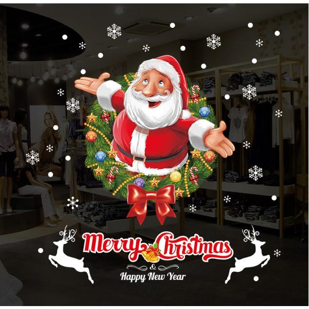 Decal trang trí tường Noel - Ông già Noel hoạt hình Vui Vẻ