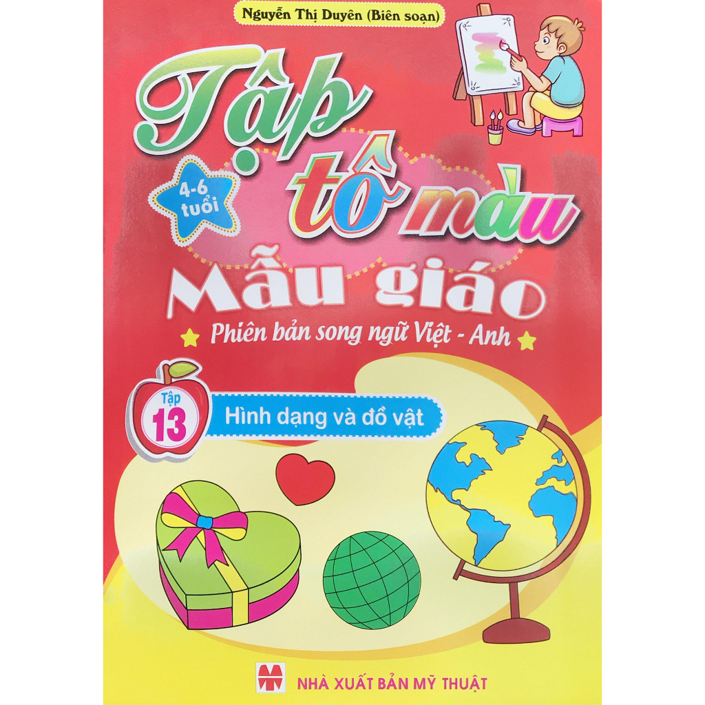 Sách - Combo 14 cuốn Tập tô màu mầu giáo (song ngữ Anh - Việt) và Bộ 8 bút sáp màu Wax Crayons - ndbooks