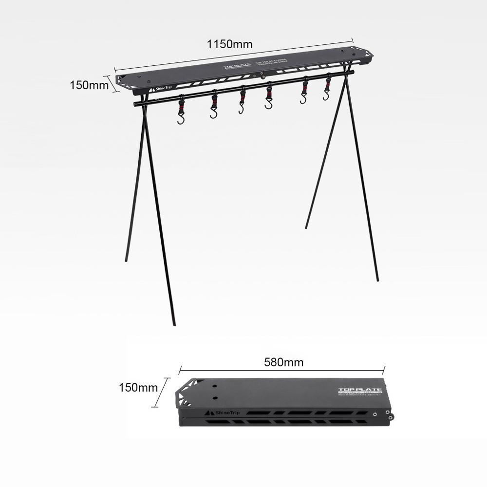 ShineTrip Outdoor Camping Picnic Drying Rack Table Board With Hook Hole Foldable Desktop Aluminum Alloy Shelf Tableboard Multifunctional Bracket Plate