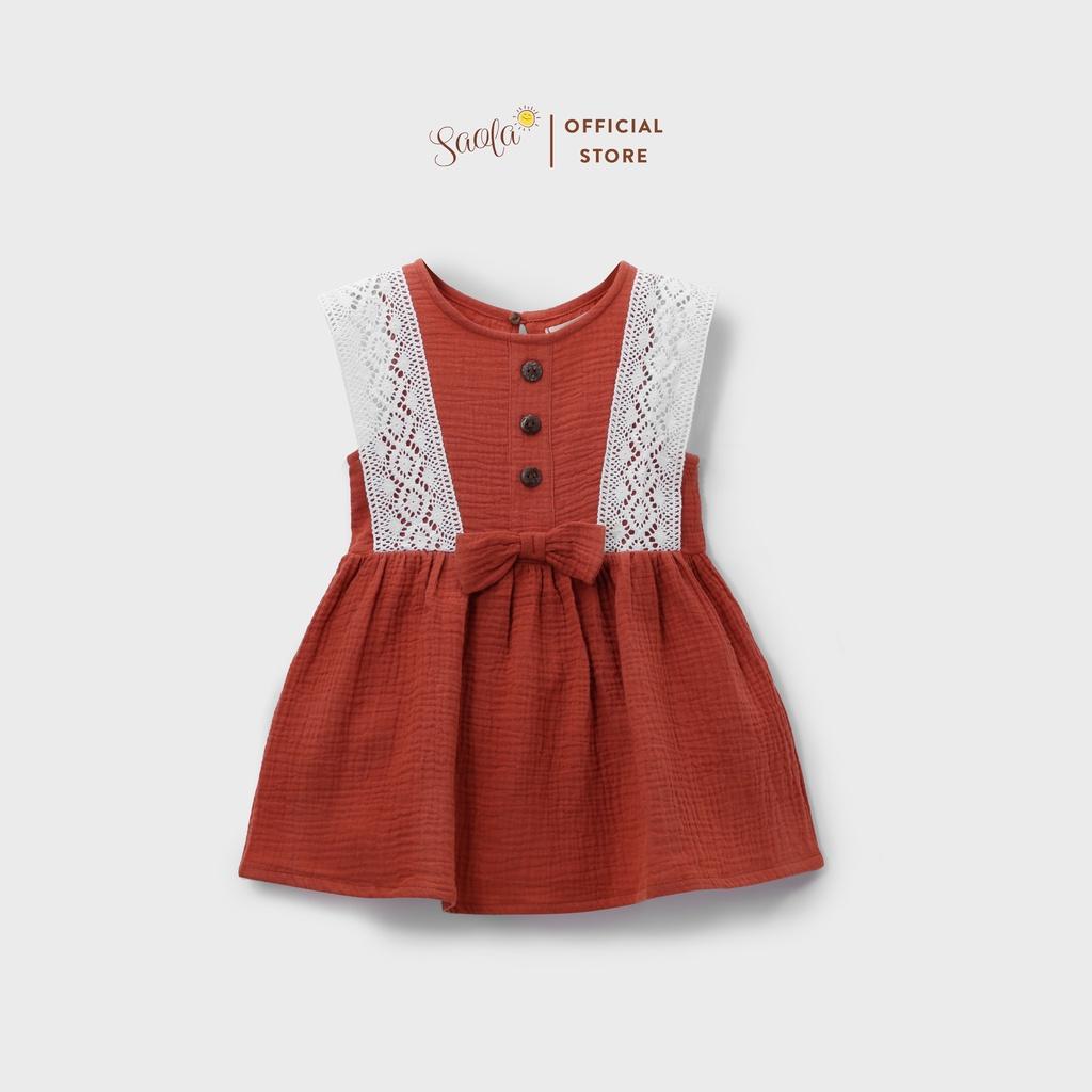 Đầm Bé Gái /Váy Bé Gái Phố Nơ và Ren Xinh Xắn - JONNA DRESS - DRM012 - SAOLA KIDS CLOTHING - Hồng Gạch