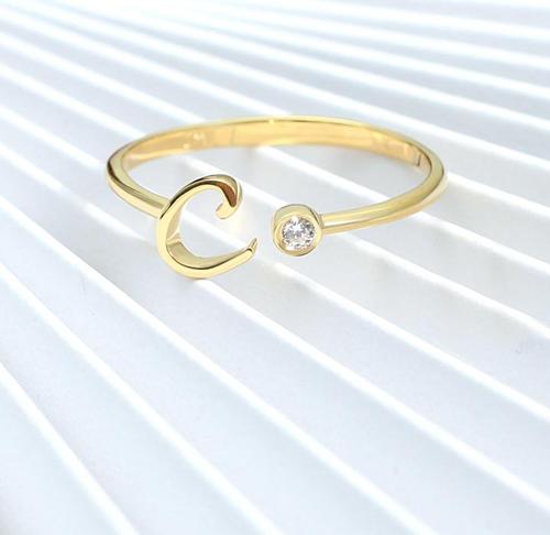 Nhẫn chữ c vàng tây đính đá CZ JR1013 Jyme Jewelry