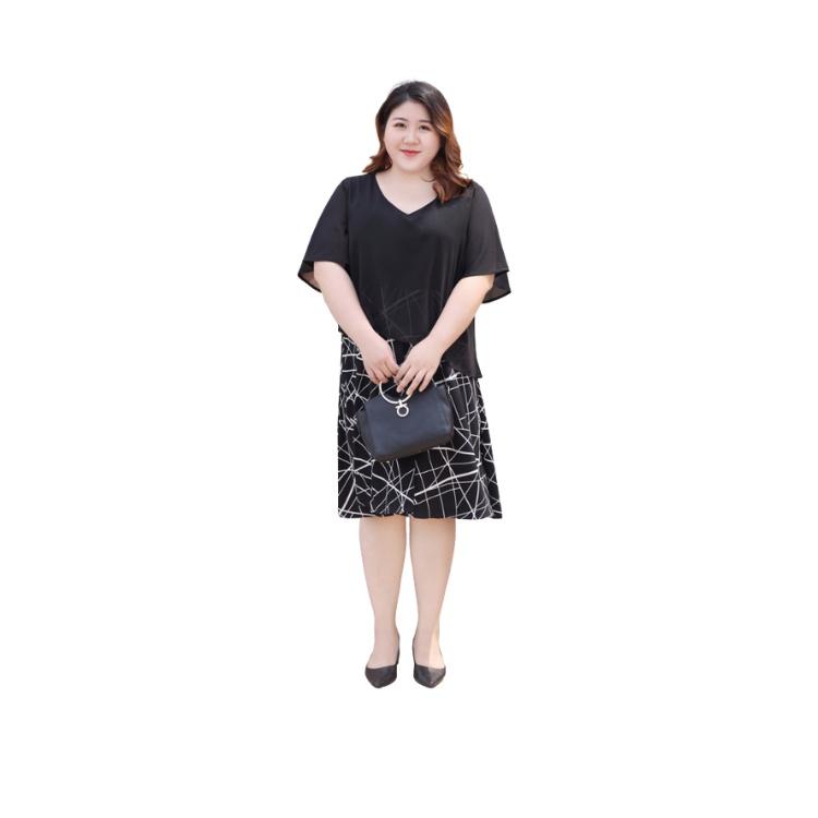 Đầm trung niên phối voan bigsize cao cấp (thời trang trung niên anitagreen) BS1-621