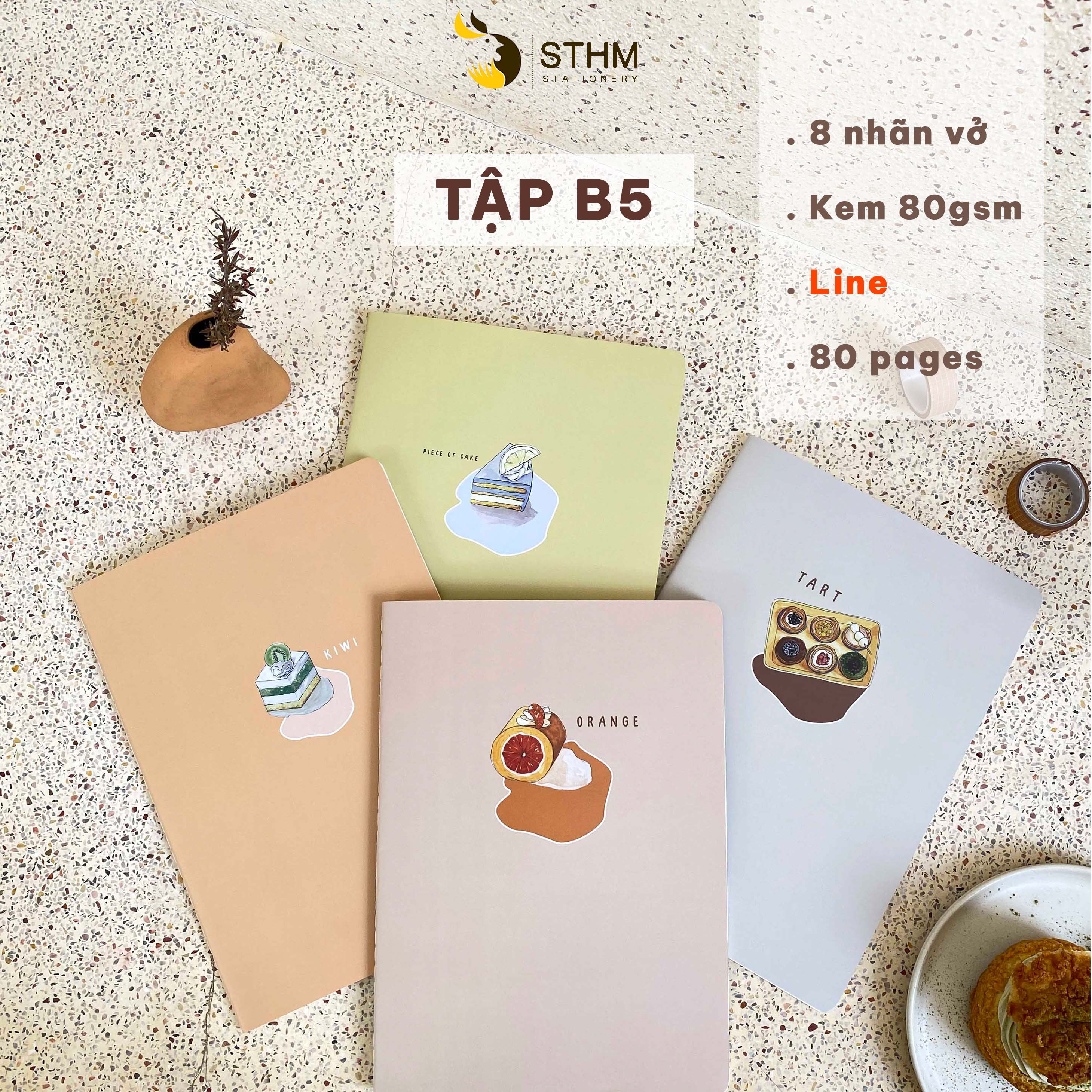 Tập vở B5 - Cake 03 - Ruột LINE 80gsm - 80 trang - STHM stationery