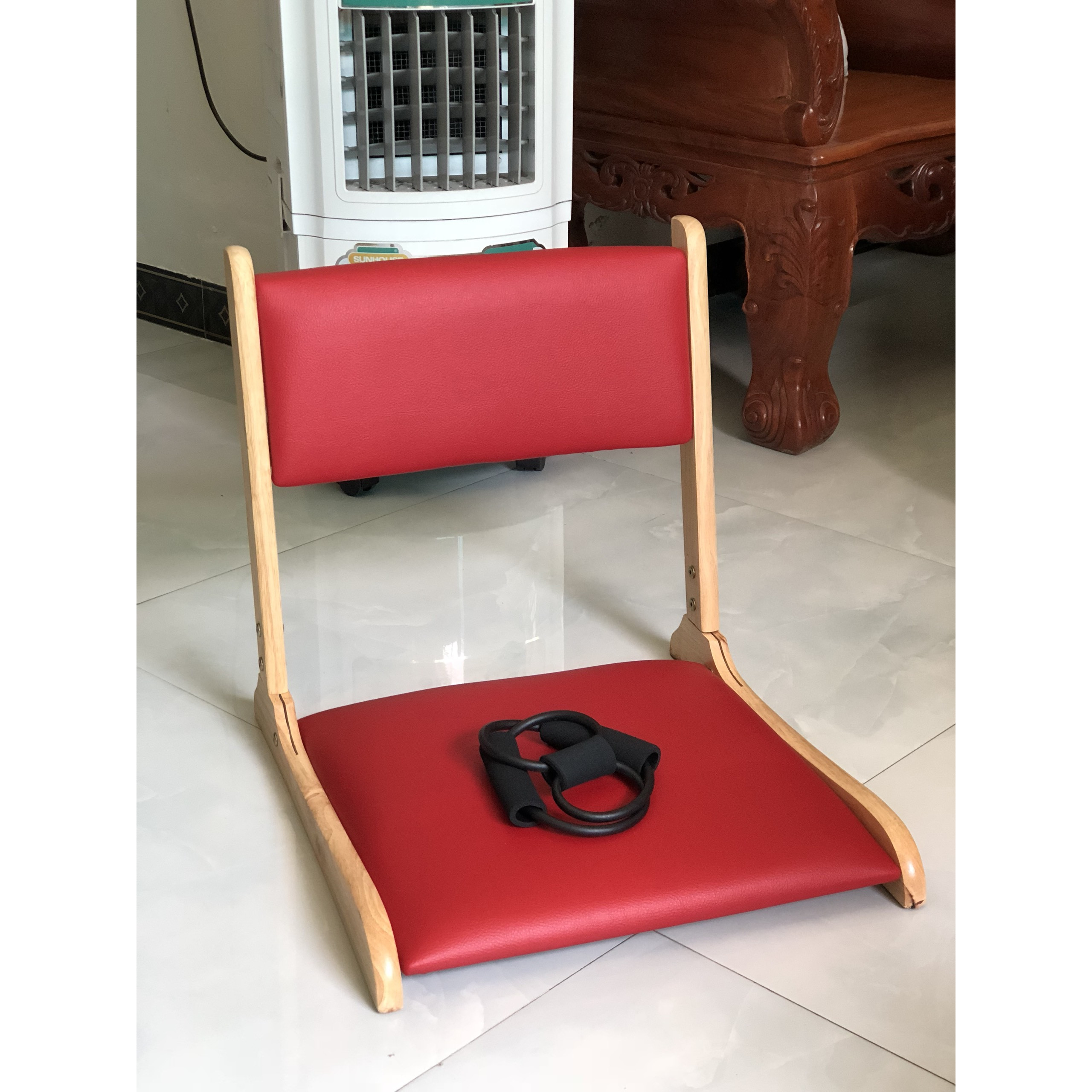 Ghế bệt tựa lưng, ghế lười bằng gỗ VIMOS -Tặng kèm dây kéo tập thể dục( màu ngẫu nhiên)
