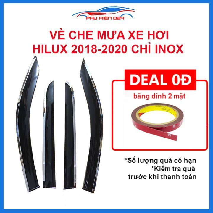 Vè mưa Hilux 2018-2019-2020 vè chỉ inox che mưa bảo vệ xe