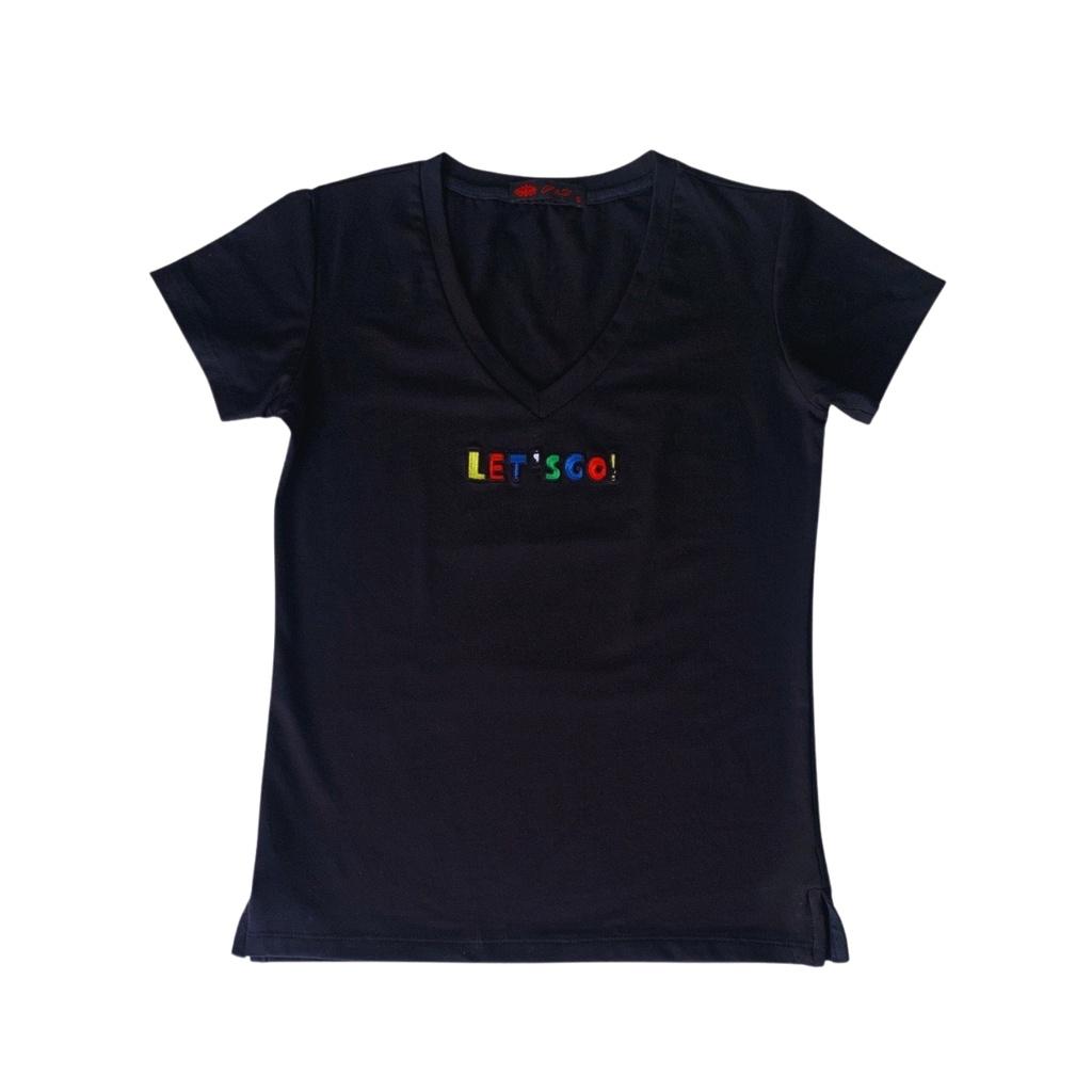 Áo thun cổ tim Uniex thêu chữ pd.fashion