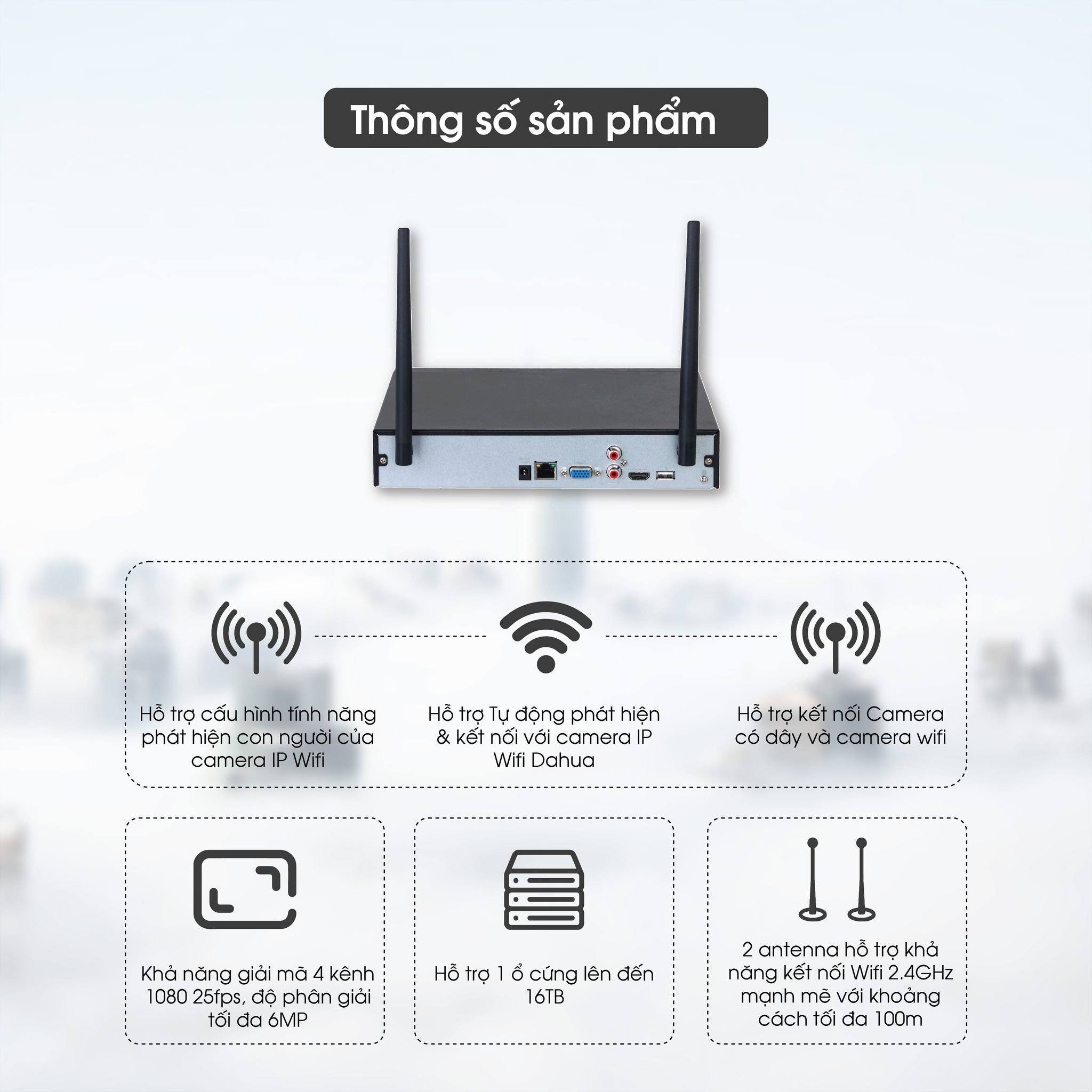 Đầu Ghi Hình IP Wifi 8 Kênh DAHUA DHI-NVR1108HS-W-S2-FCC - Hàng chính hãng