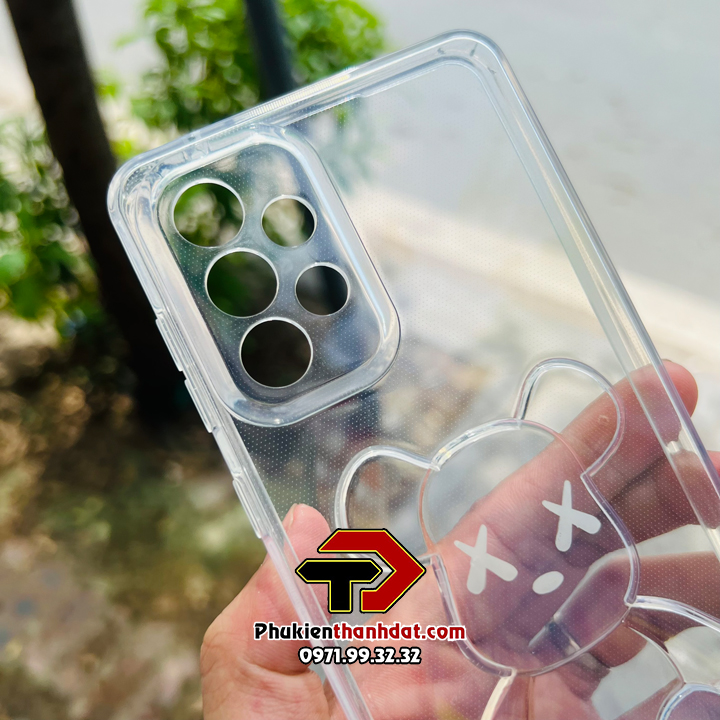 Ốp lưng dành cho SamSung Galaxy A73 hình gấu Bearbrick nổi 3D, trong suốt chống sốc