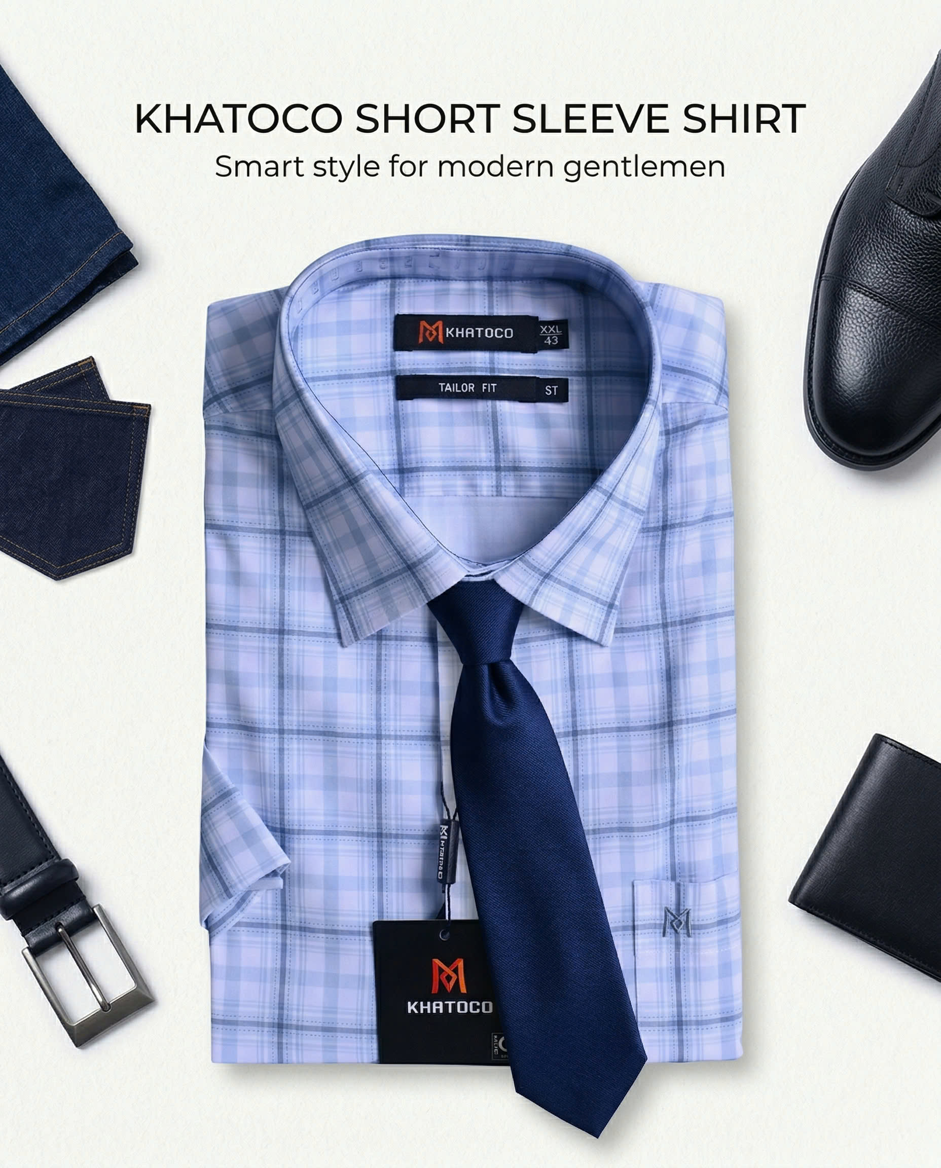 Áo sơ mi tay ngắn Khatoco (M-3XL)