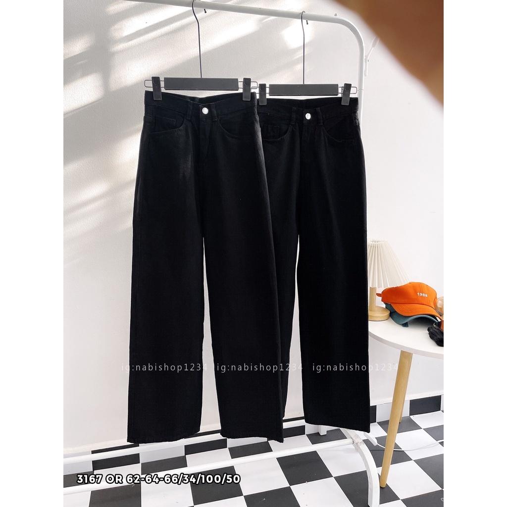 Quần Ống Rộng Suông Nữ Lưng Cao Vải Jeans Mã 3167 + 5043 Nabishop1234