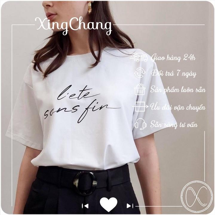 Áo phông nữ trắng basic, áo phông công sở chất mịn đẹp cá tính in Sans mã NXC05