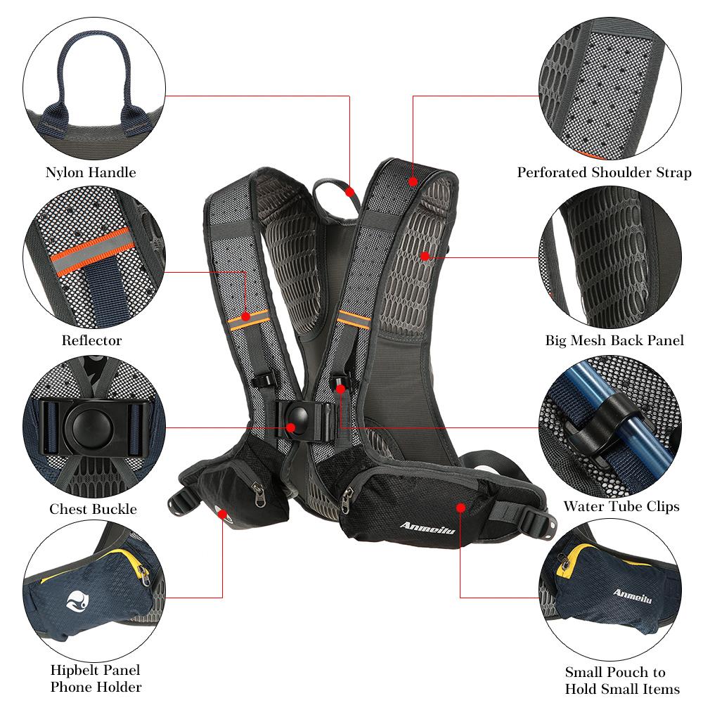 Áo Vest Balo Bền Chống Nước Phù Hợp Cắm Trại Thể Thao Ngoài Trời Leo Núi Anmeilu Dung Tích 5L