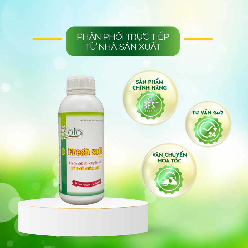 Phân thuốc sinh học phục hồi đất nhiễm mặn, nâng pH đất - Fresh Soil 1 lit