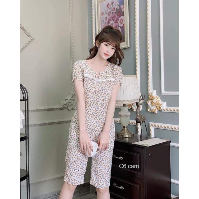 Quần áo mặc nhà cổ sen phối xinh