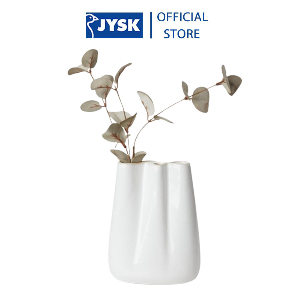 Lọ hoa | JYSK Carlo | gốm | trắng | R13xD8xC17cm