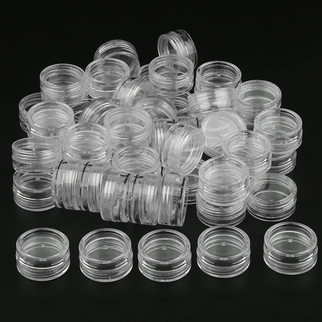 3x 50pcs Reusable Plastic Cosmetic Container Jars Pot for Nails Powder Jewelry