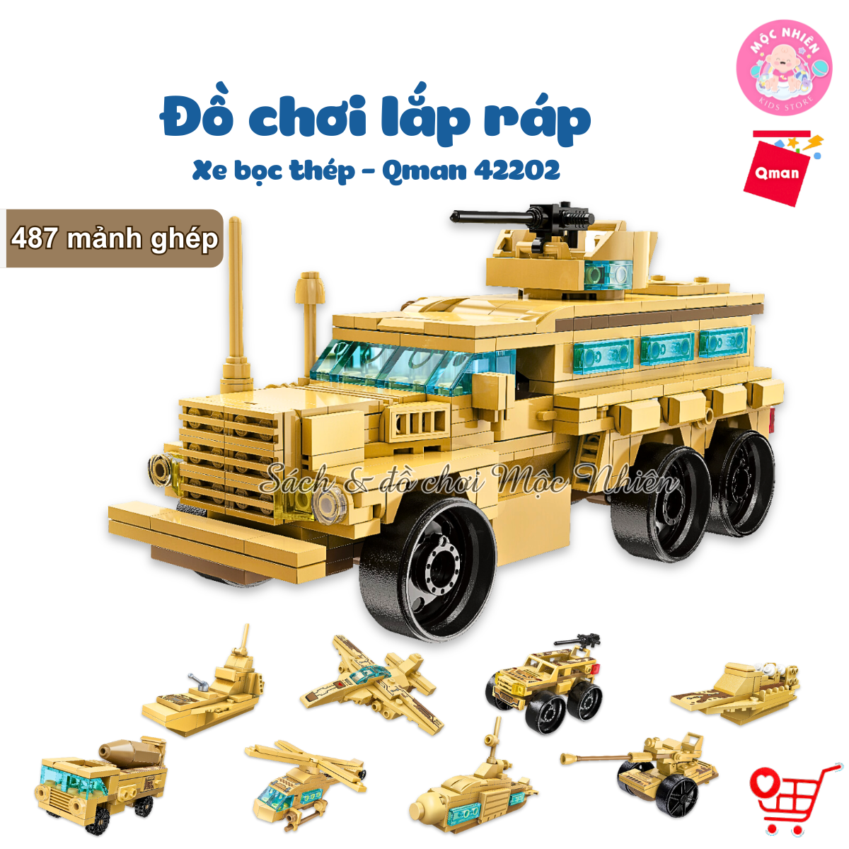 Đồ Chơi Xếp Hình Lắp Ráp Qman 42202 - Xe bọc thép (487 mảnh ghép) - Dành Cho Bé Trai Từ 6 Tuổi