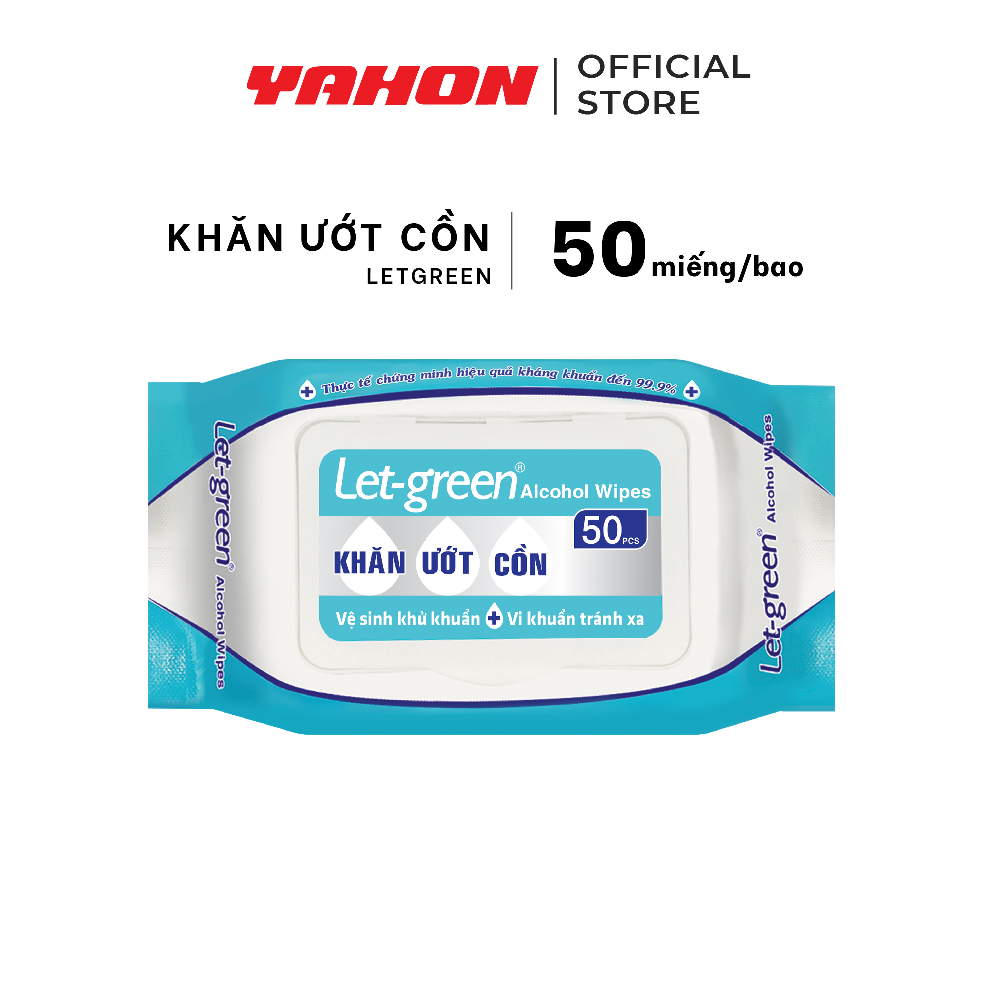 Combo 12 Bao Khăn Ướt Cồn LET-GREEN, 50 Miếng/Bao