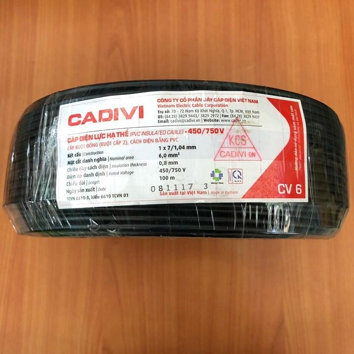 DÂY ĐIỆN CADIVI CV 6.0  DÂY ĐƠN CUỘN 100 MÉT