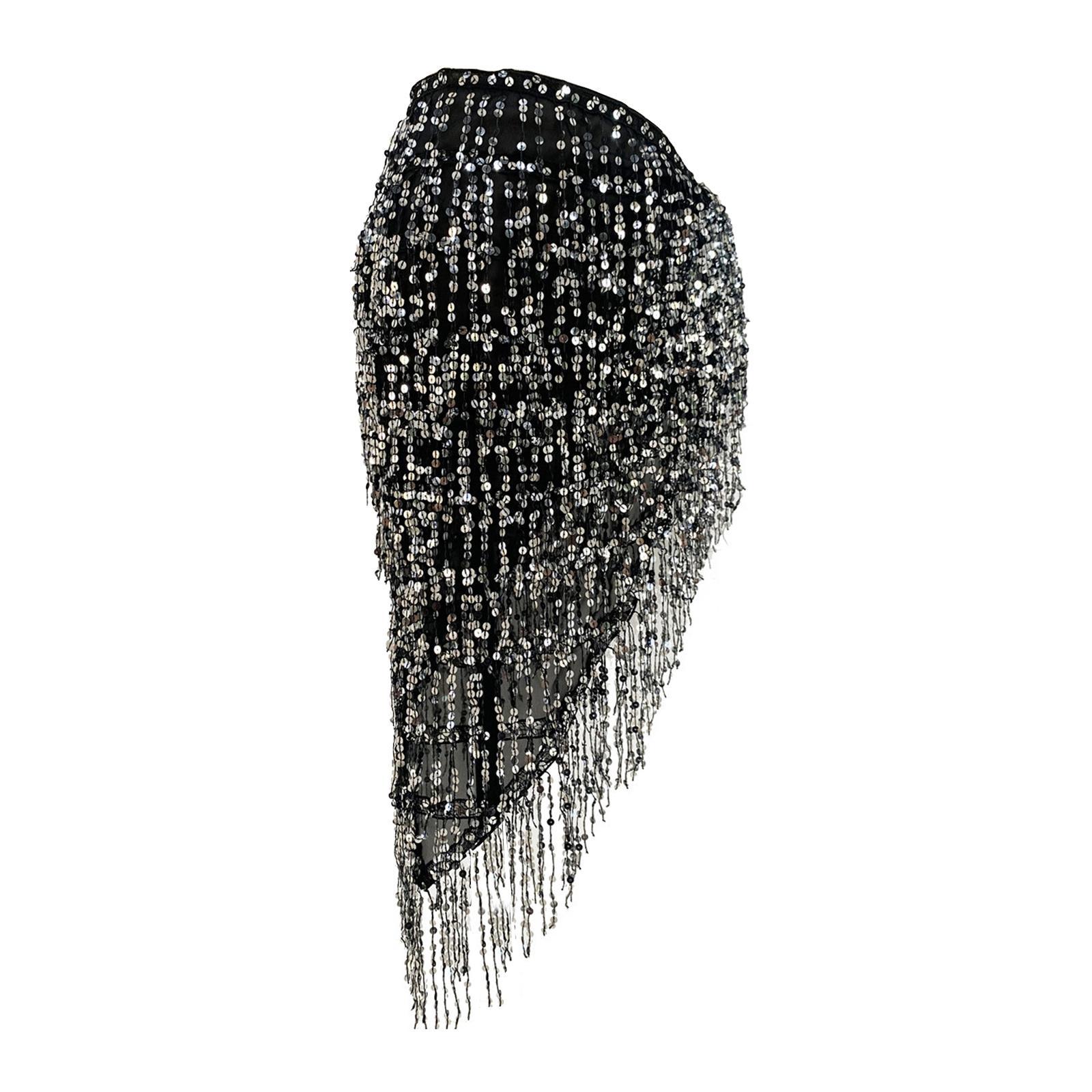 Belly Dance Hip Scarf Sequin Tassel Skirt for Themed Party Stage Performance