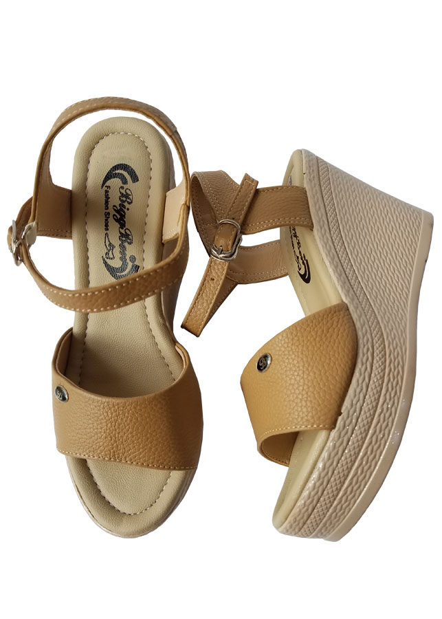 Giày sandal đế xuồng nữ da bò thật cao 9 phân HKT48