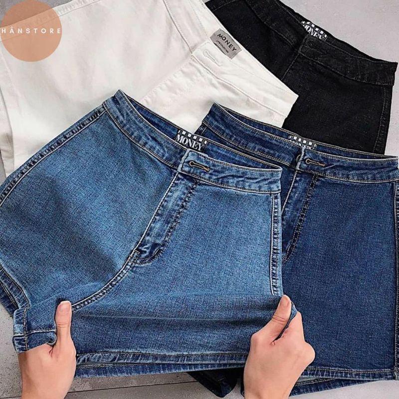 Quần sooc bò nữ lưng cao, quần short jean nữ cạp cao gen bụng