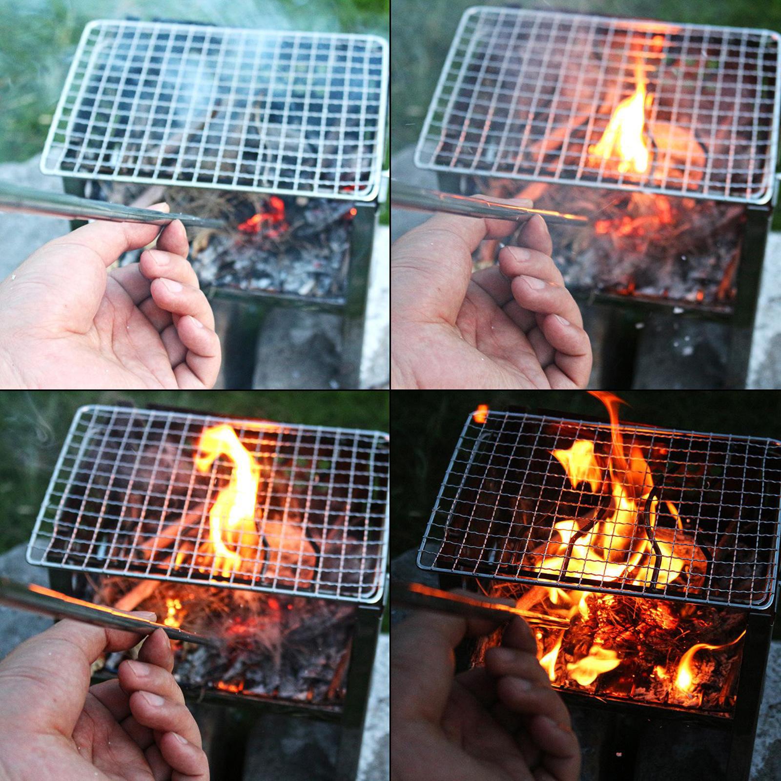 BBQ Grill Folding Charcoal Stove Camping 2Pcs Stove+BBQ Stick