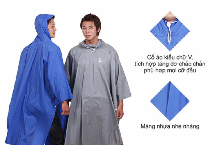 Áo mưa Poncho cổ rùa trơn Rando cao cấp