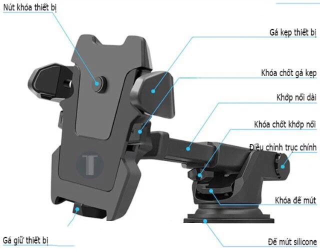 Giá đỡ kẹp điện thoại xe hơi ô tô xoay 360 độ đế hít chân không cực chắc chắn