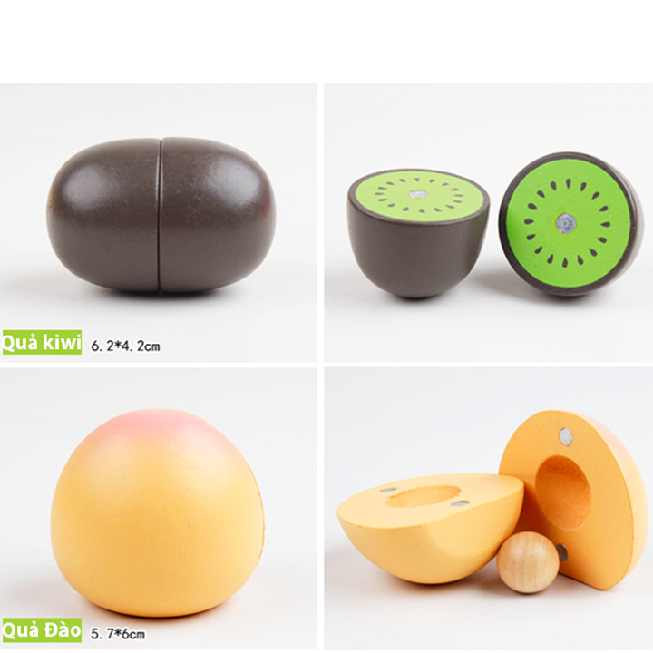 Cắt trái cây nam châm, đồ chơi gỗ đáng yêu, đầy màu sắc cho bé học hỏi và sáng tạo