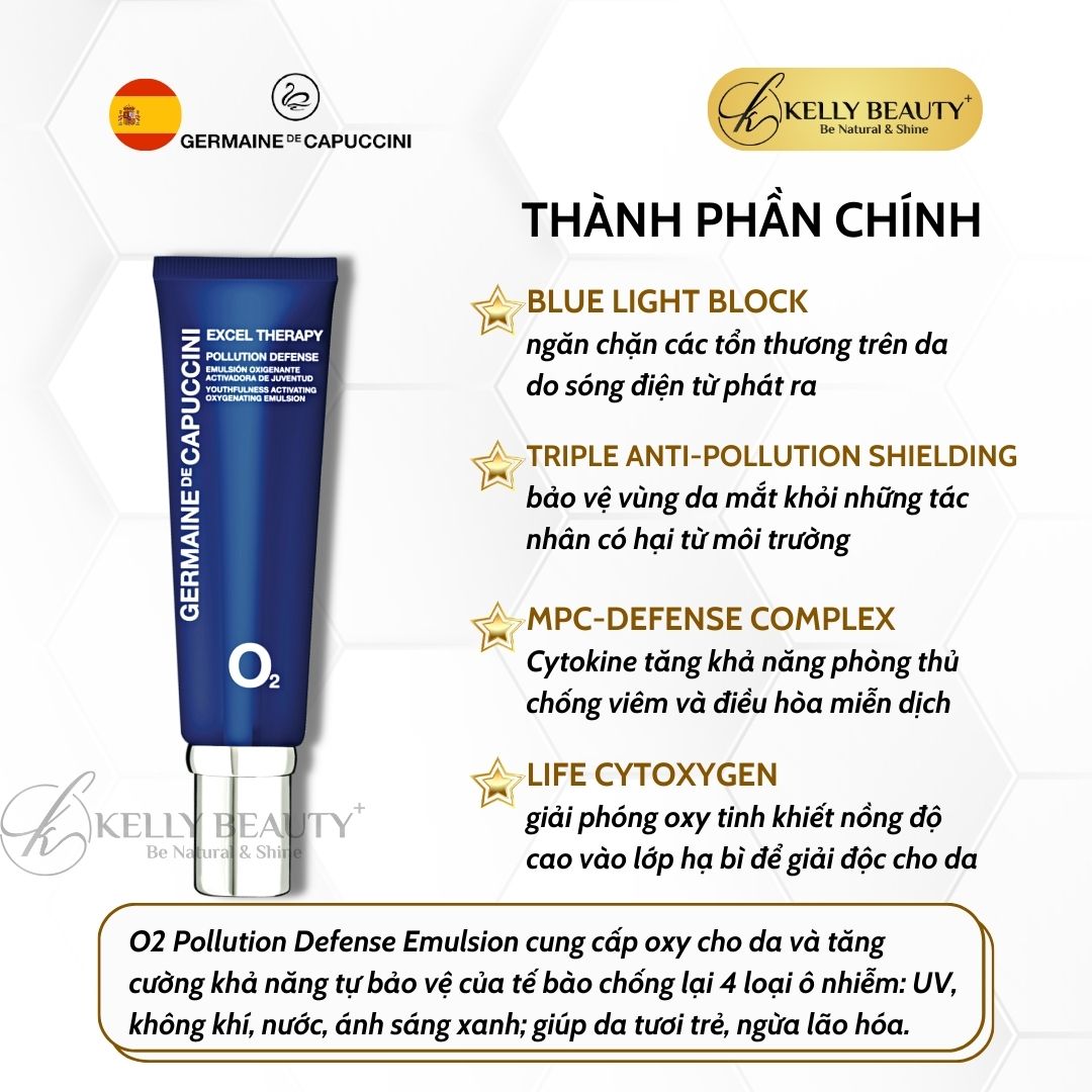 Nhũ Tương Germaine ET O2  Pollution Defense Emulsion - Tăng Miễn Dịch Da, Thanh Lọc, Chống Lão Hóa Da | Kelly Beauty