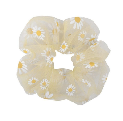 Combo 4 dây cột tóc vải Scrunchies vải lưới hoa cúc