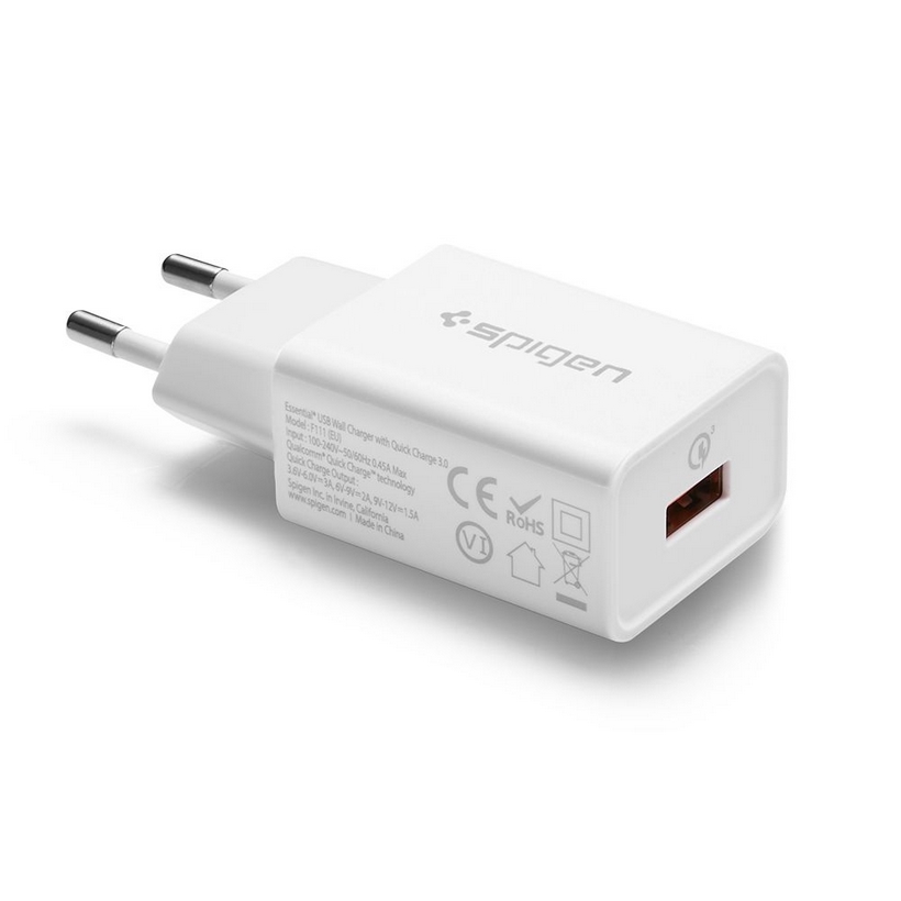 Củ Sạc Spigen Essential F111 USB Wall Charger (1-Port/QC3.0/18W) - Hàng chính hãng