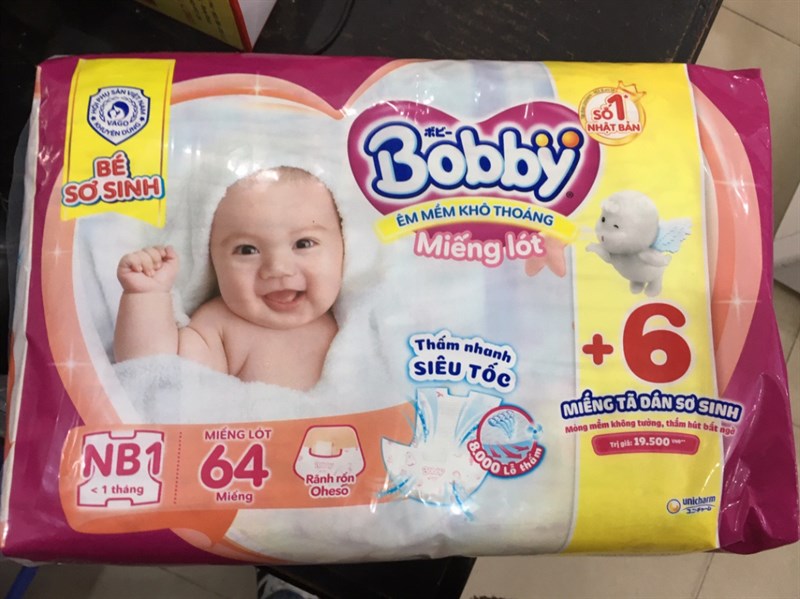 MIẾNG LÓT SƠ SINH BOBBY NB1 64 MIẾNG