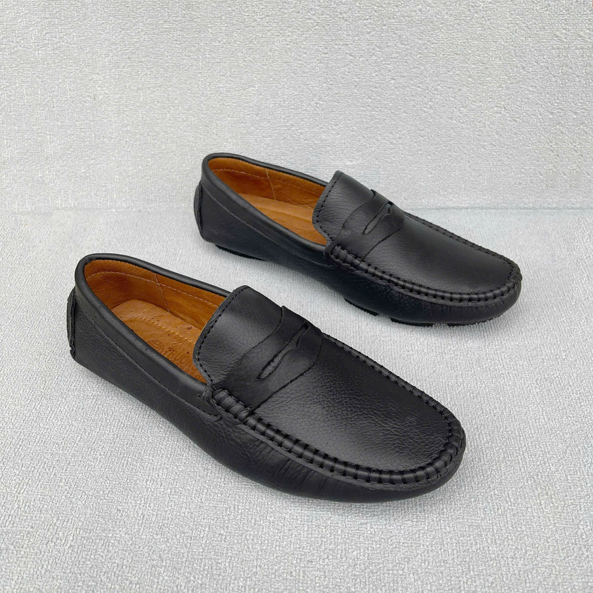 Giày Lười Da Nam Trường Hải GL330 Đế Âm da bò nguyên tấm 2 màu đen, vàng thời trang nam cao cấp