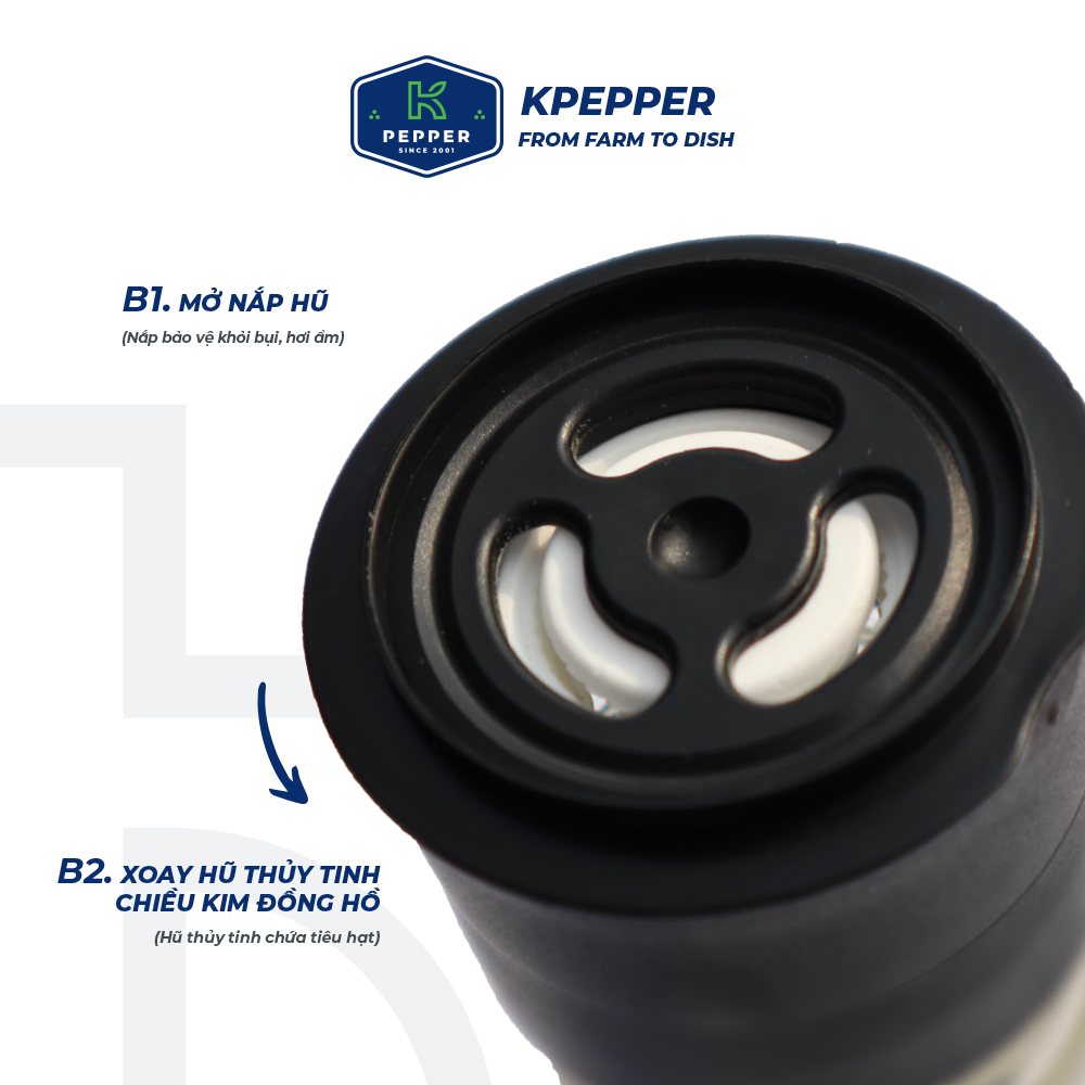 Tiêu xanh sấy lạnh nguyên chất tiệt trùng K Pepper 26g kèm cối xay tiêu