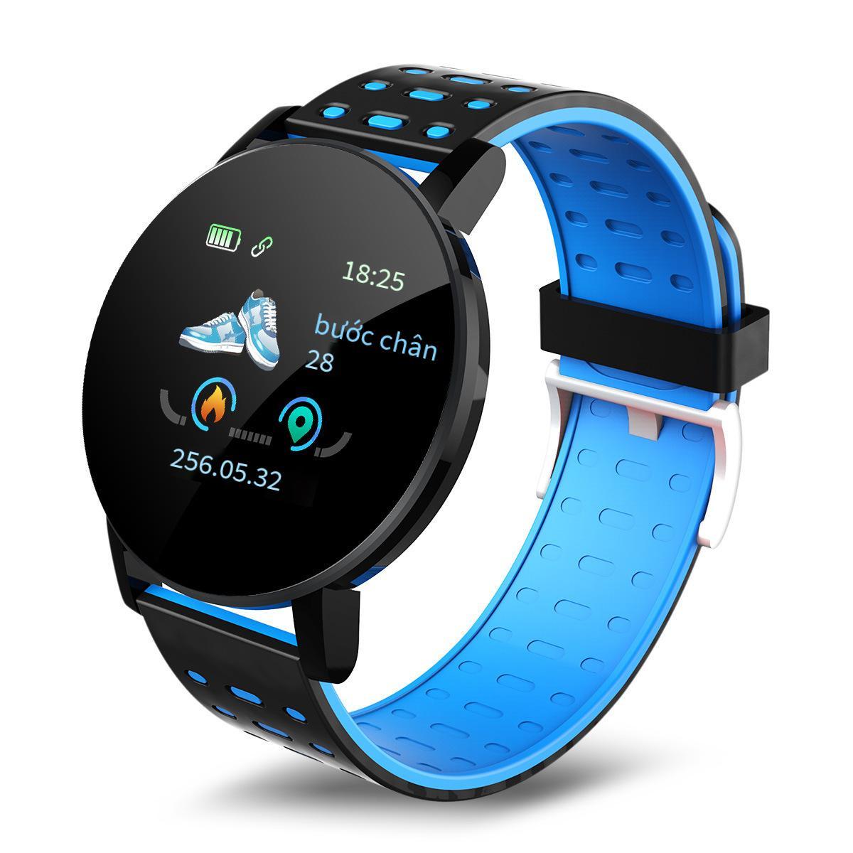 Khuyến mại mới 119plus màn hình tròn vòng tay thông minh bluetooth nhắc nhở cuộc gọi vòng tay thể thao đếm bước nhịp tim theo dõi giấc ngủ