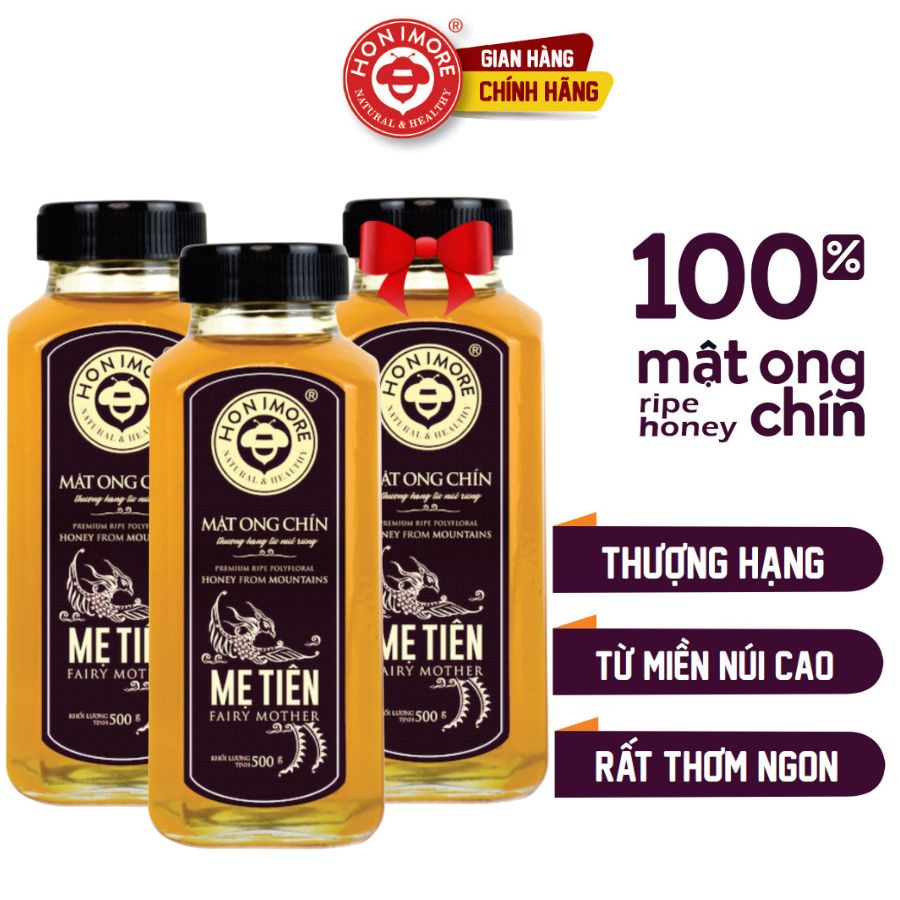 Bộ 2 chai Mật ong nguyên chất Rừng Tây Bắc - Mật ong chín Honimore Mẹ Tiên chai 500g - TẶNG 1 CHAI CÙNG SIZE