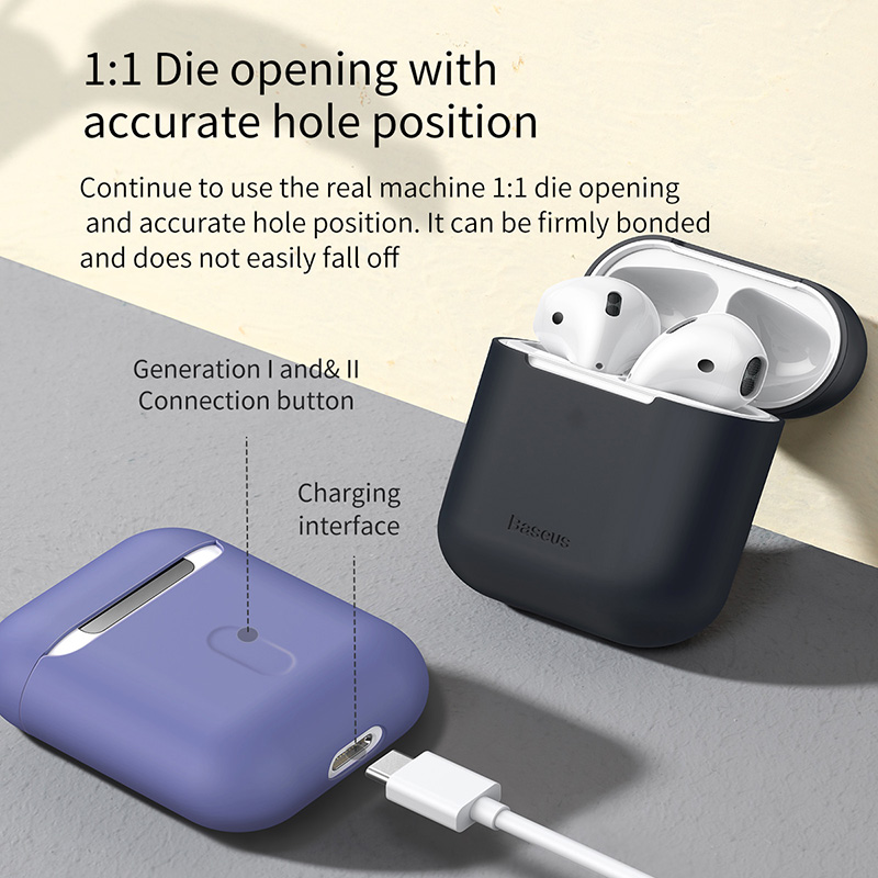 Bao case silicon siêu mỏng cho tai nghe Apple Airpods 1 / 2 hiệu Baseus Ultra thin mỏng 0.88mm, chống vân tay, chống bám bẩn, vật liệu cao cấp