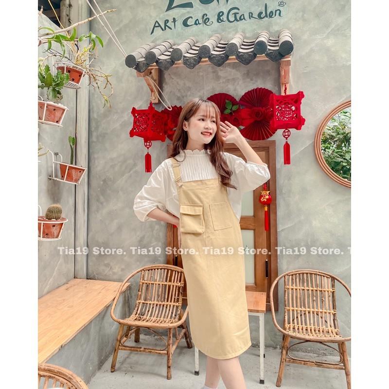 Váy yếm kaki túi hộp khoá sắt . Đầm yếm hàn ulzzang