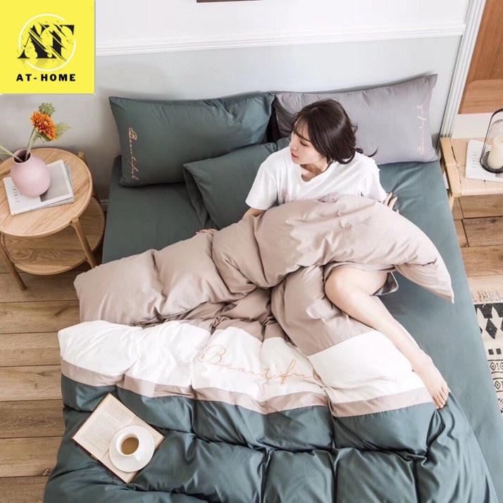 Bộ 5 Món Chăn Trần Bông Ga Gối Cotton Tici Xuất Nhật Beauty Phối Màu - LAN PHAM BEDDING