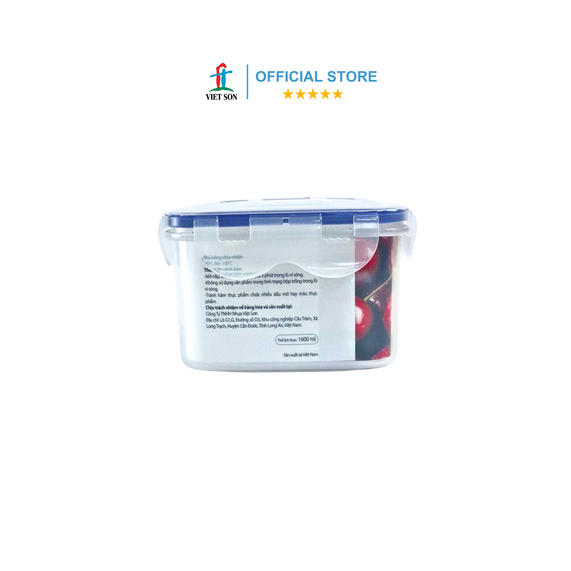 Hộp Đựng Thực Phẩm VIETSON 1600ml Nắp Khóa 4 Cạnh Kín Hơi