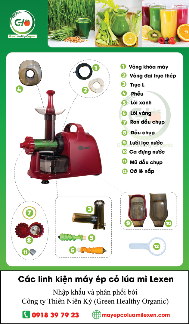 Máy ép trái cây hoa quả tốc độ chậm LEXEN - Hàng Nhập Khẩu