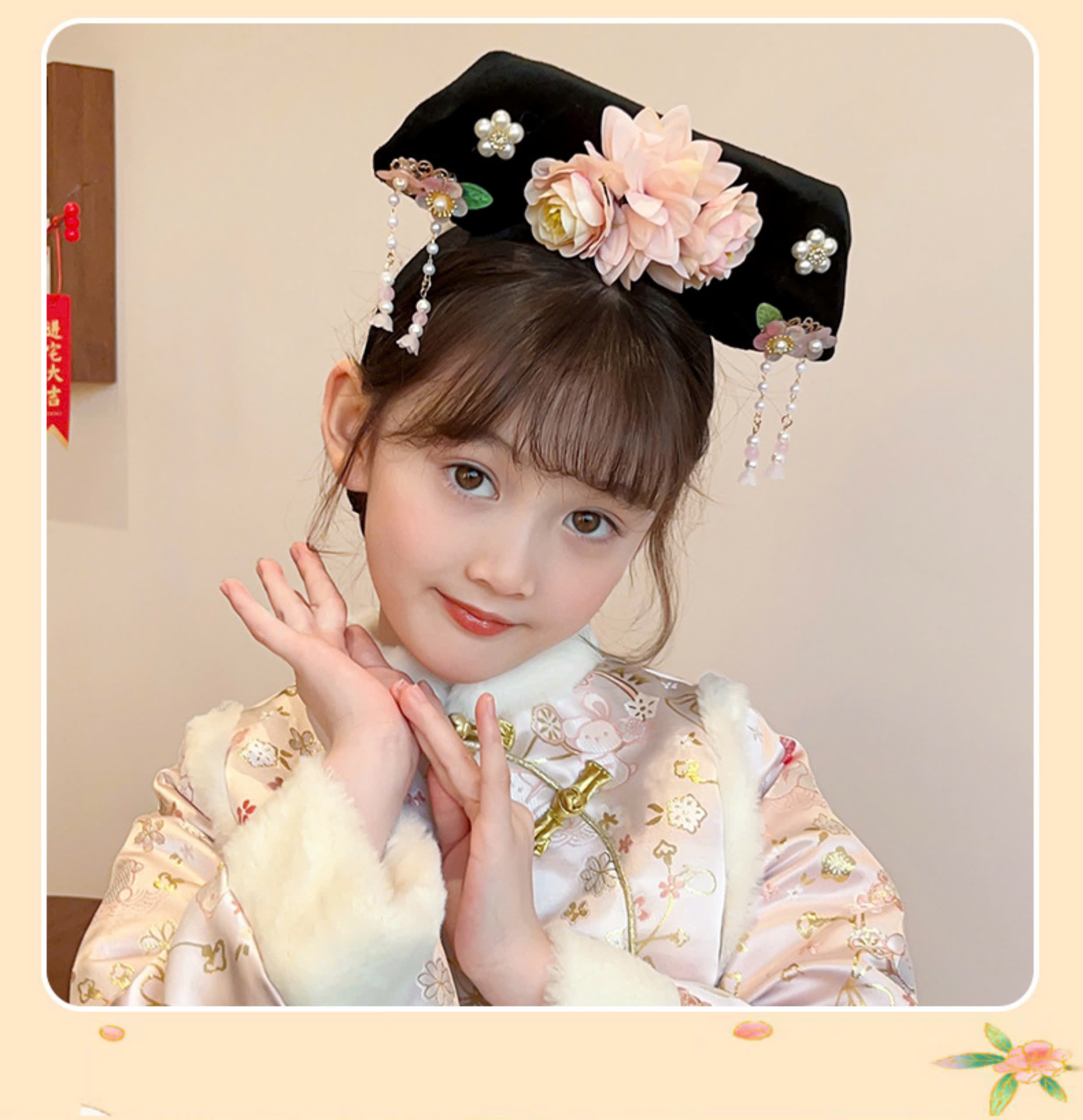 Cài tóc bờm tóc cho bé gái trung hoa hanfu cổ trang hoàn châu cách cách quý phi diện lễ tết noel giáng sinh năm mới xinh