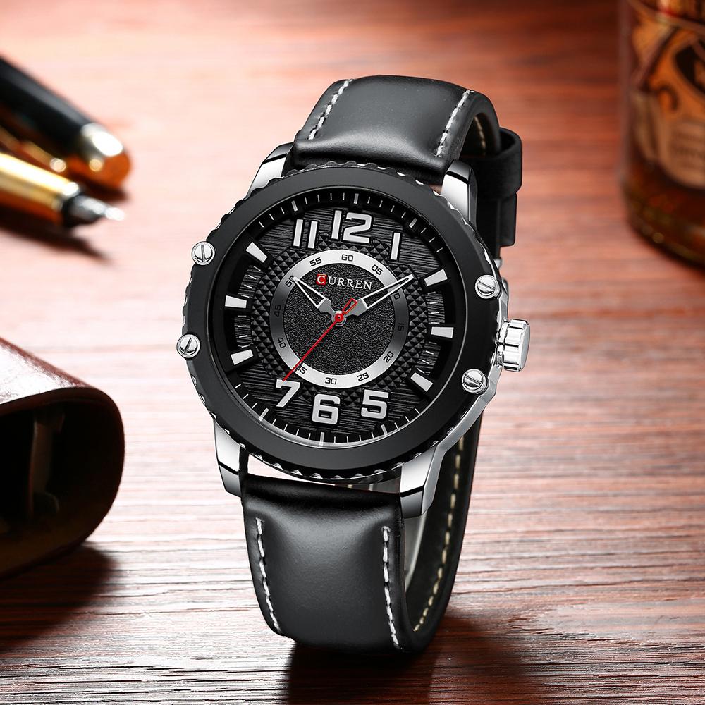 Đồng hồ đeo tay hợp kim không thấm nước Gương Hardlex dây da chính hãng CURREN 8341 Man Quartz