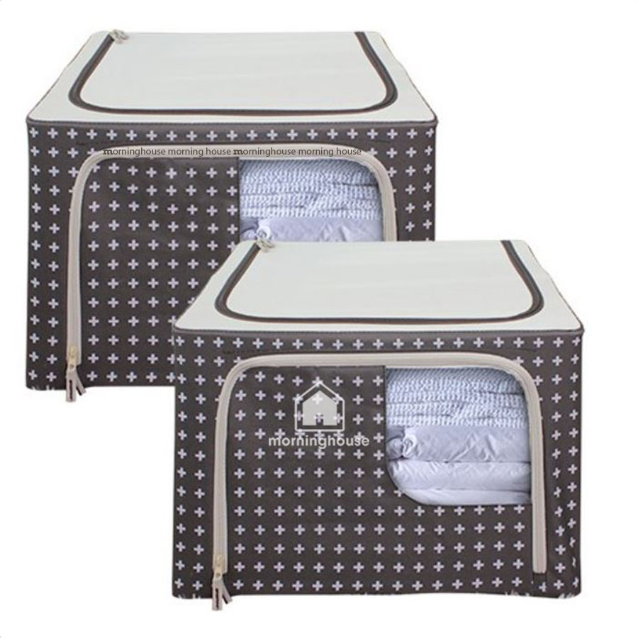 HỘP ĐỰNG TÚI ĐỰNG QUẦN ÁO KHUNG THÉP 66L Màu Xám- LIVING BOX 66L- Dài 50x Rộng 40x Cao 33.5 cm