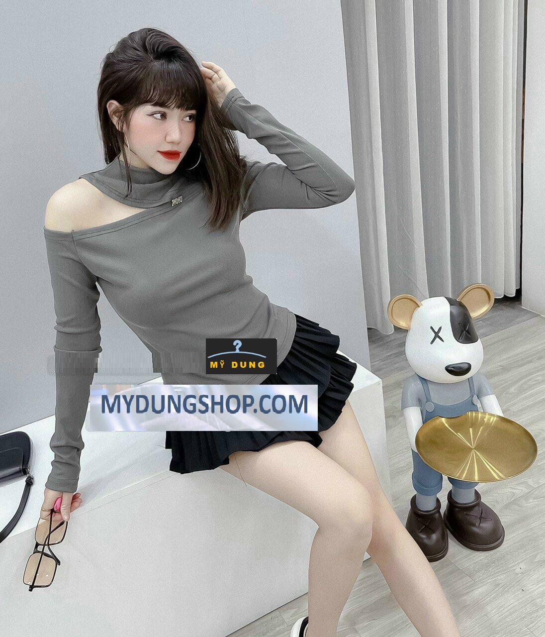 ÁO KIỂU KHOÉT VAI CỔ CAO- PHONG CÁCH HÀN QUỐC CAO CẤP- SIÊU ĐẸP