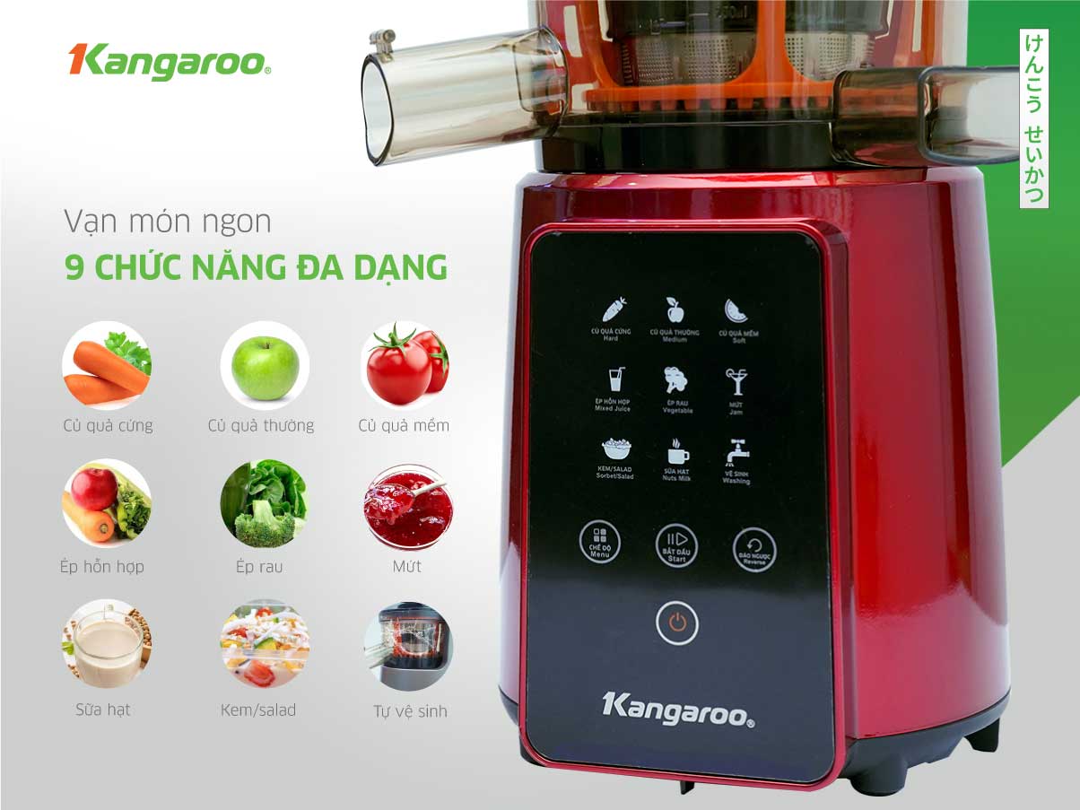 MÁY ÉP TRÁI CÂY KANGAROO KG200SJD1 (MÁY ÉP CHẬM 665ml - 200W) Hàng Chính Hãng)