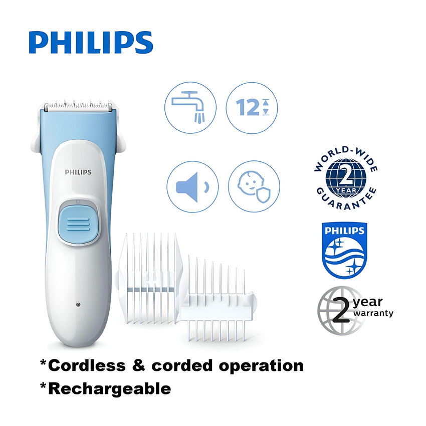 Tông đơ cắt tóc trẻ em, series 1000. Thương hiệu Hà Lan cao cấp Philips - HC1055/15. HÀNG NHẬP KHẨU